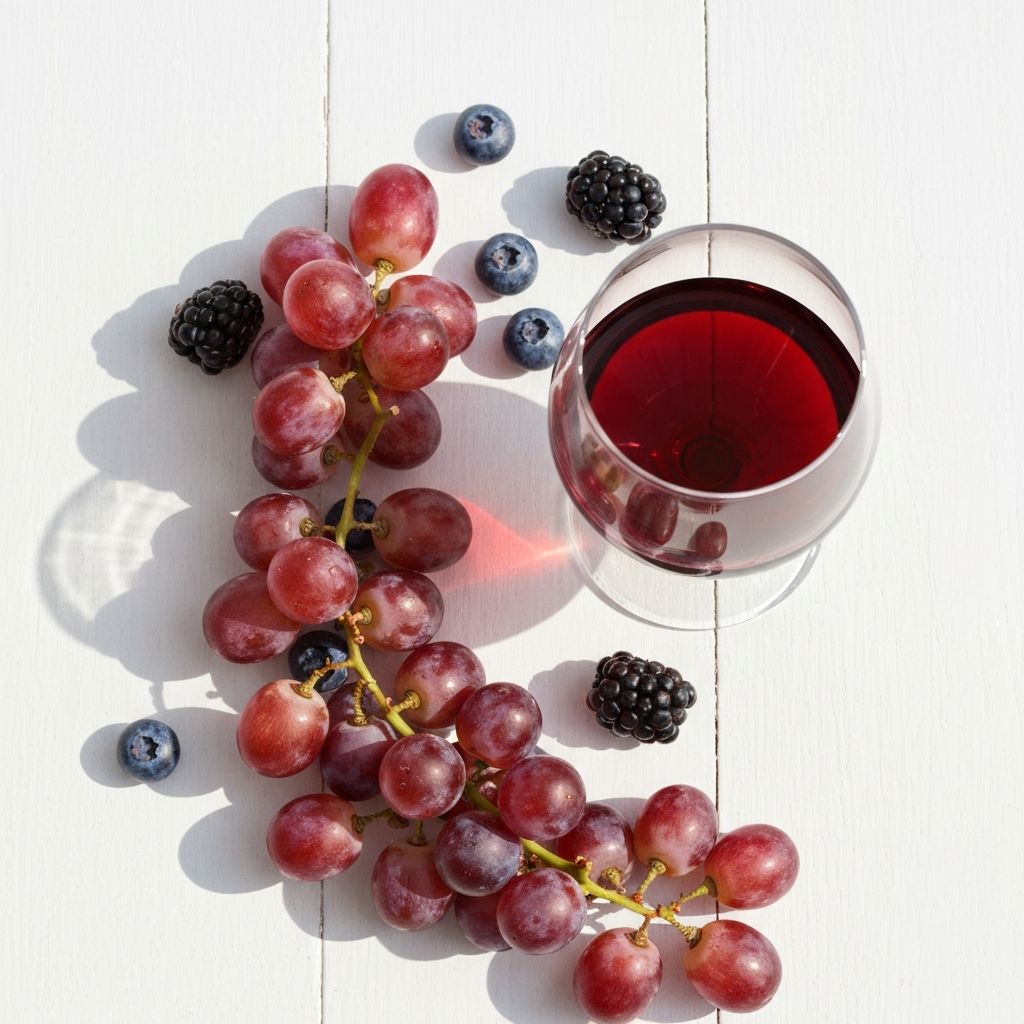 Rote und schwarze Trauben mit Beeren